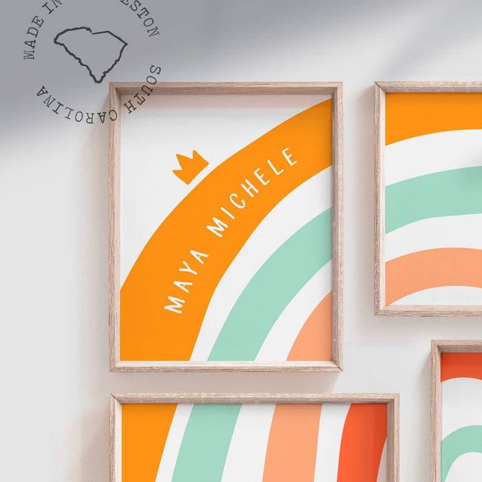 Rainbow Nursery Art Prints: Orange, Peach & Gold Decor