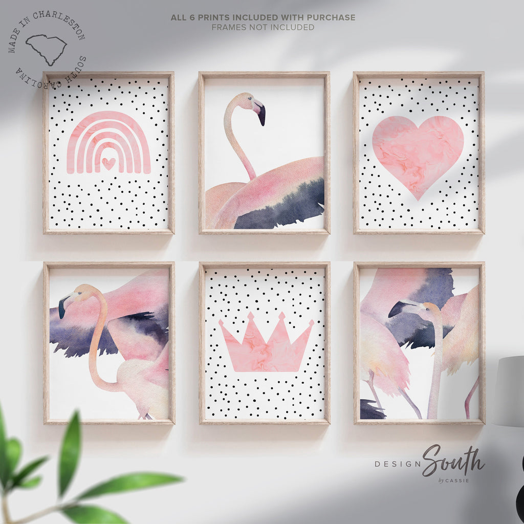 Pink flamingo art, wall art prints watercolor pink flamingos, nursery decor flamingo, kids art pink flamingo, girls room flamingo decor baby