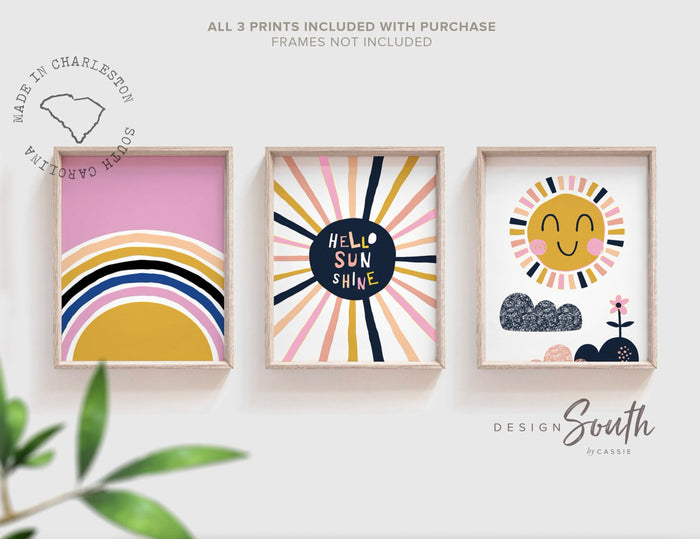 Pink Sunshine Rainbow Wall Art — Hello Sunshine Nursery Prints