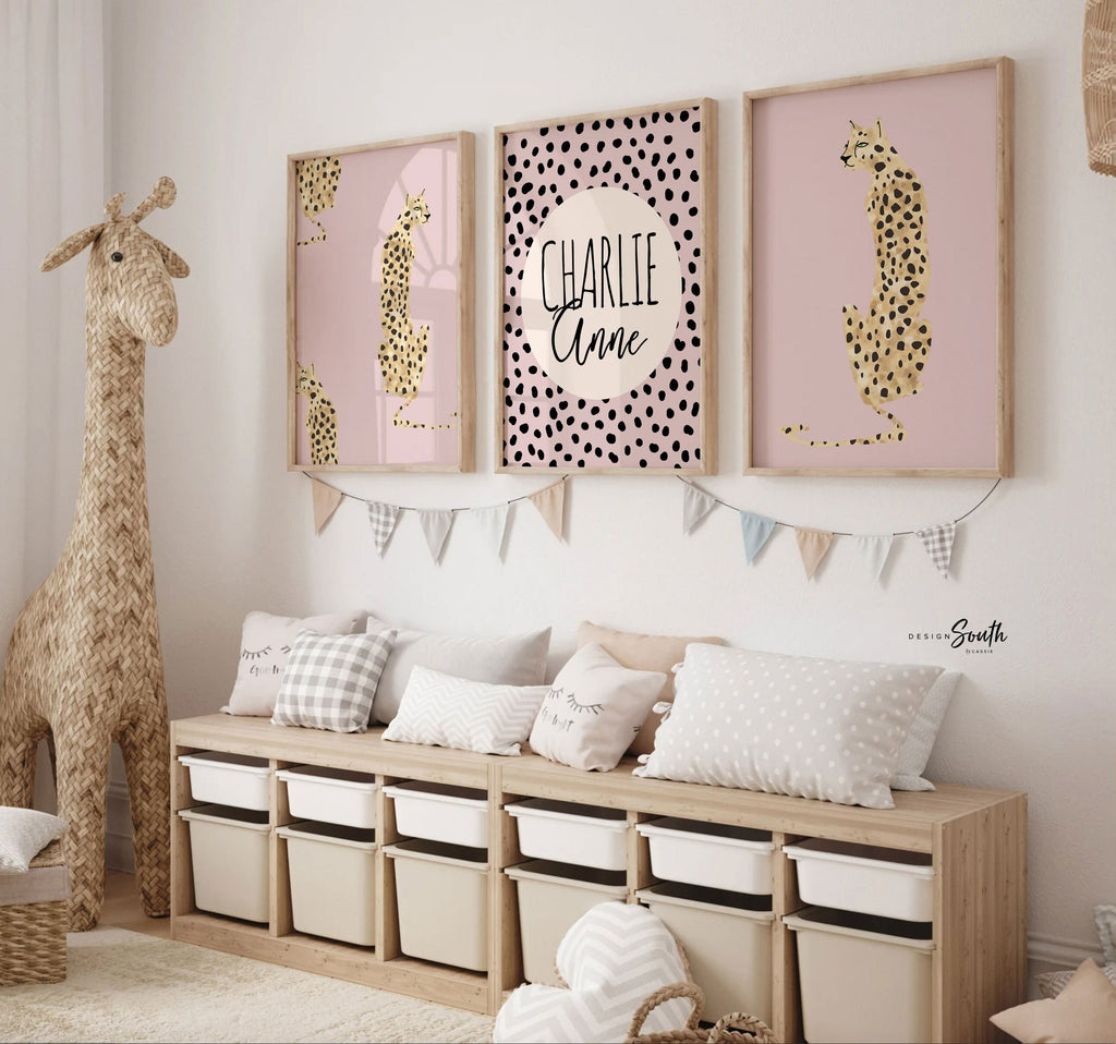 Baby cheetah print pink, dot speckle pattern nursery, modern nursery ideas girl, safari baby animal nursery pink girl, printed cheetah art