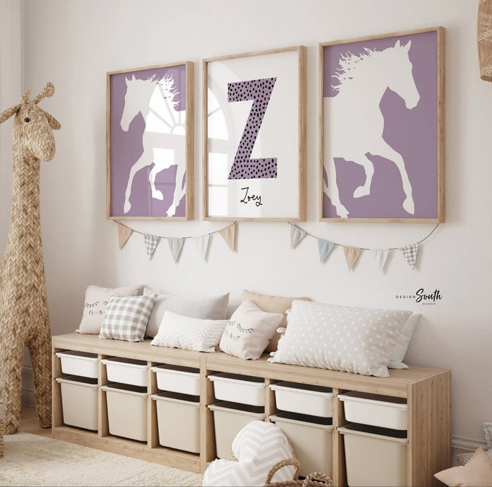 Purple Horse Girls' Nursery Art — Pony & Fa...