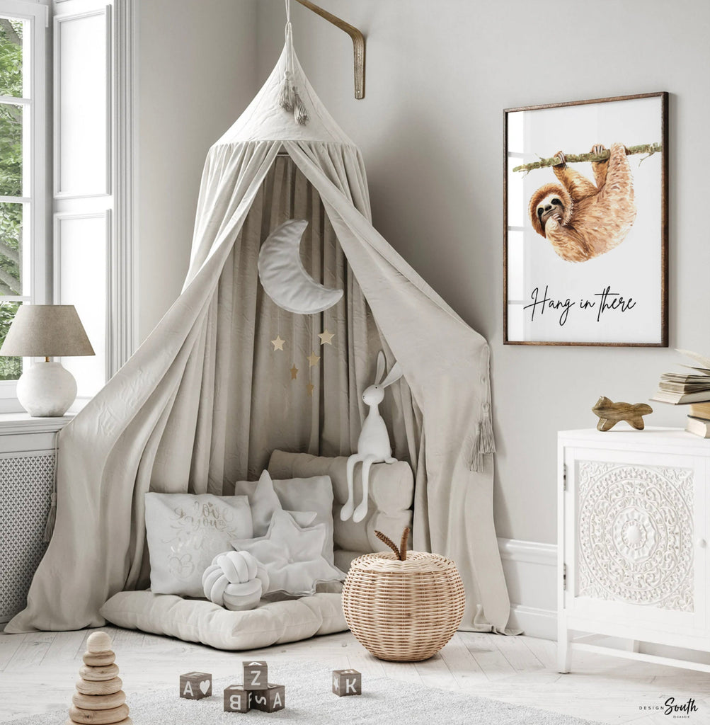 Sloth wall art, set of 3 sloths, sloth quotes art prints, sloth themed room, child sloth wall art, sloth bedroom decor, hanging sloth decor