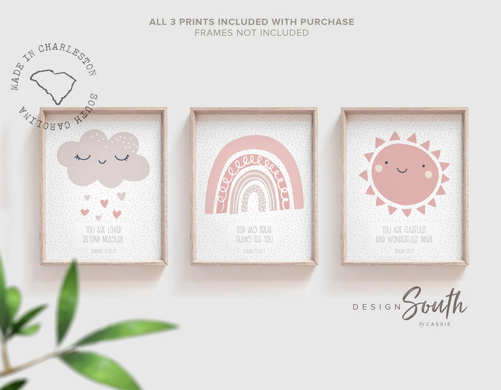 Mauve pink shades nursery wall art, pink baby bible verse wall art, nursery bible prints, church nursery room decor, pink christian nursery