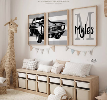 1969 chevy camaro ss350, vintage car nursery art, camaro car themed big boy room, antique car print child, kid car wall decor chevy camaro