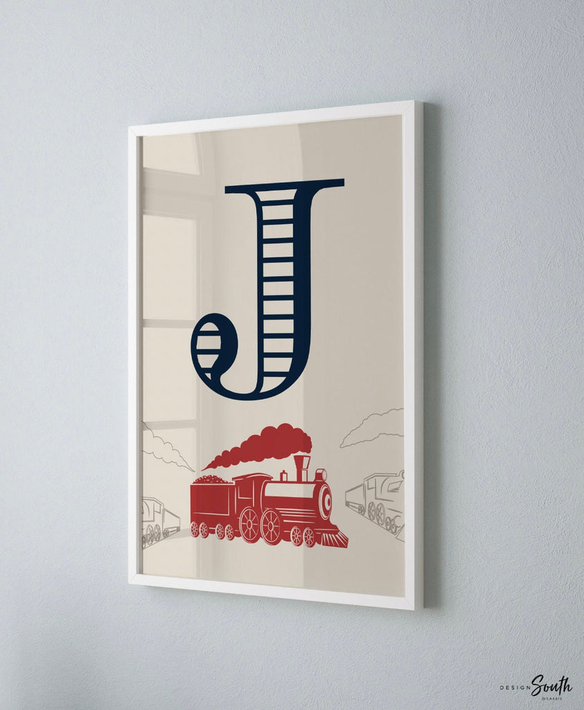 Boys bedroom trains, personalized wall art train transportation theme, red train decor, red train art, kids train room, train gift for boy