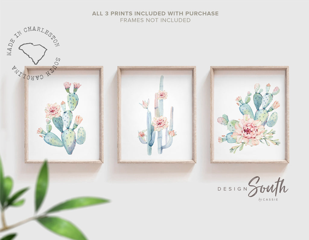 Cactus flower wall art, desert cactus bloom nursery art, cactus wall art, southwestern desert print, blush pink desert cactus print nursery
