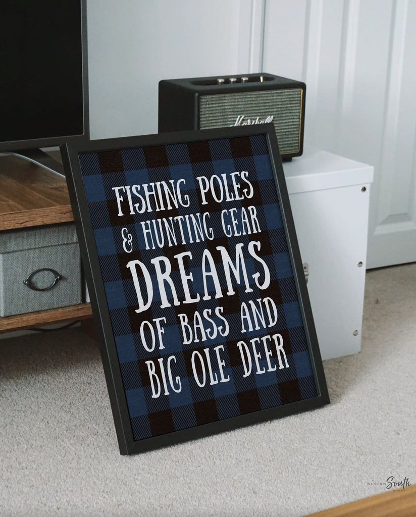 Blue buffalo plaid deer nursery decor, boy deer nursery, hunting theme nursery, blue black bass fish deer hunter themed nursery, hunting kid