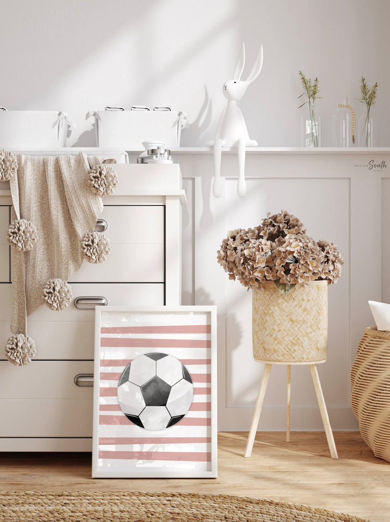 Pink sports art, little girl room sports themed, girly sports art, toddler girl athletic art, baby girl sports nursery pink gray wall art