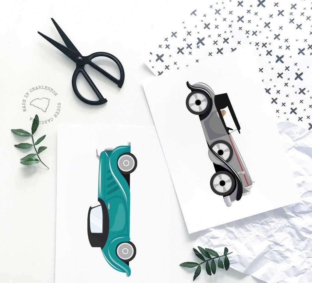 Retro car nursery, retro car toddler bedroom art, boys vintage cars, vintage baby art, vintage classic retro car themed room decor for boys