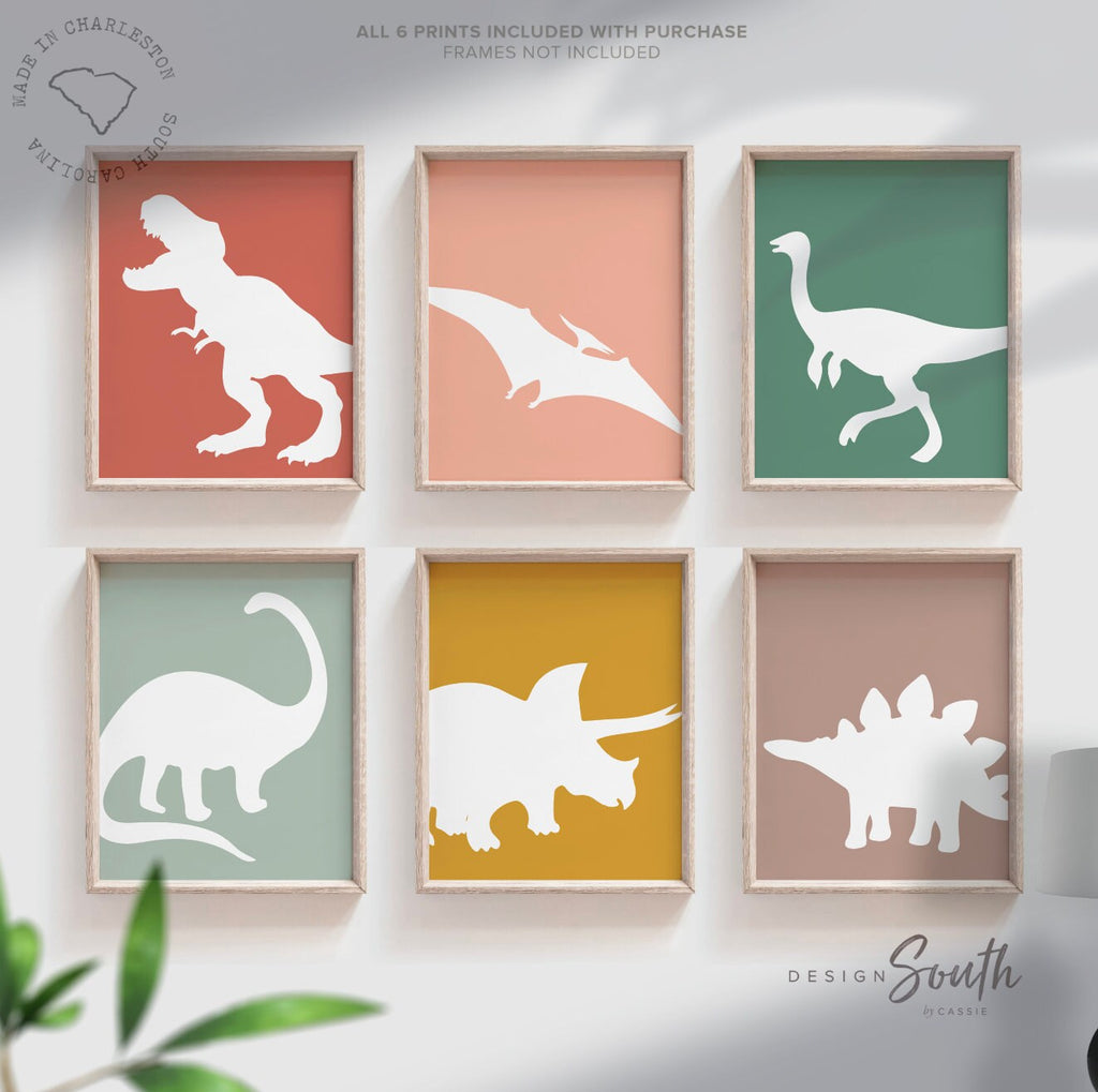 Modern neutral dinosaurs, kid dinosaur art, children&#39;s wall art gender neutral dinosaurs, neutral dinosaur wall art for children bedroom