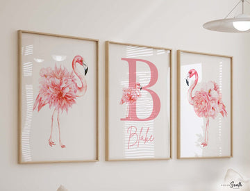 Tropical nursery baby gift, pink flamingos nursery wall, flamingo little girl bedroom, baby girl nursery ideas, themed nursery tropical girl