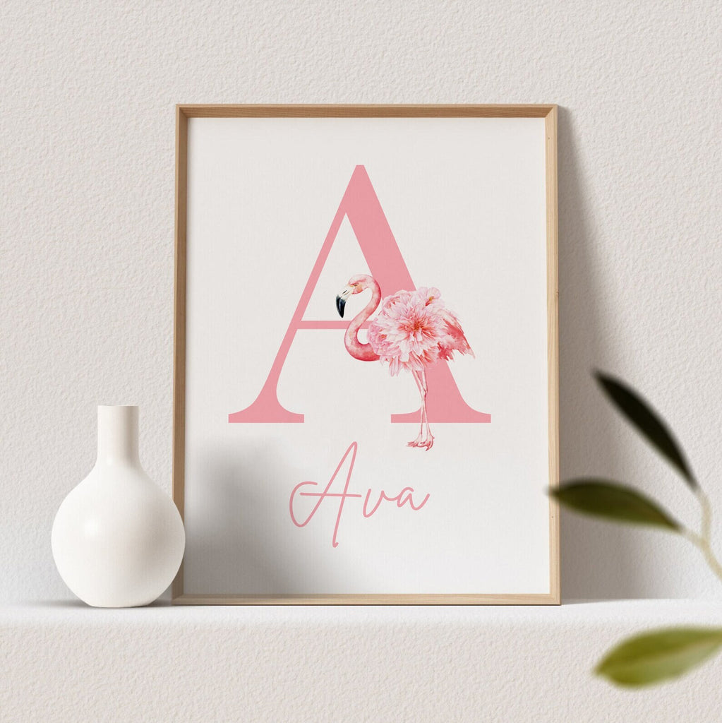 Tropical nursery baby gift, pink flamingos nursery wall, flamingo little girl bedroom, baby girl nursery ideas, themed nursery tropical girl