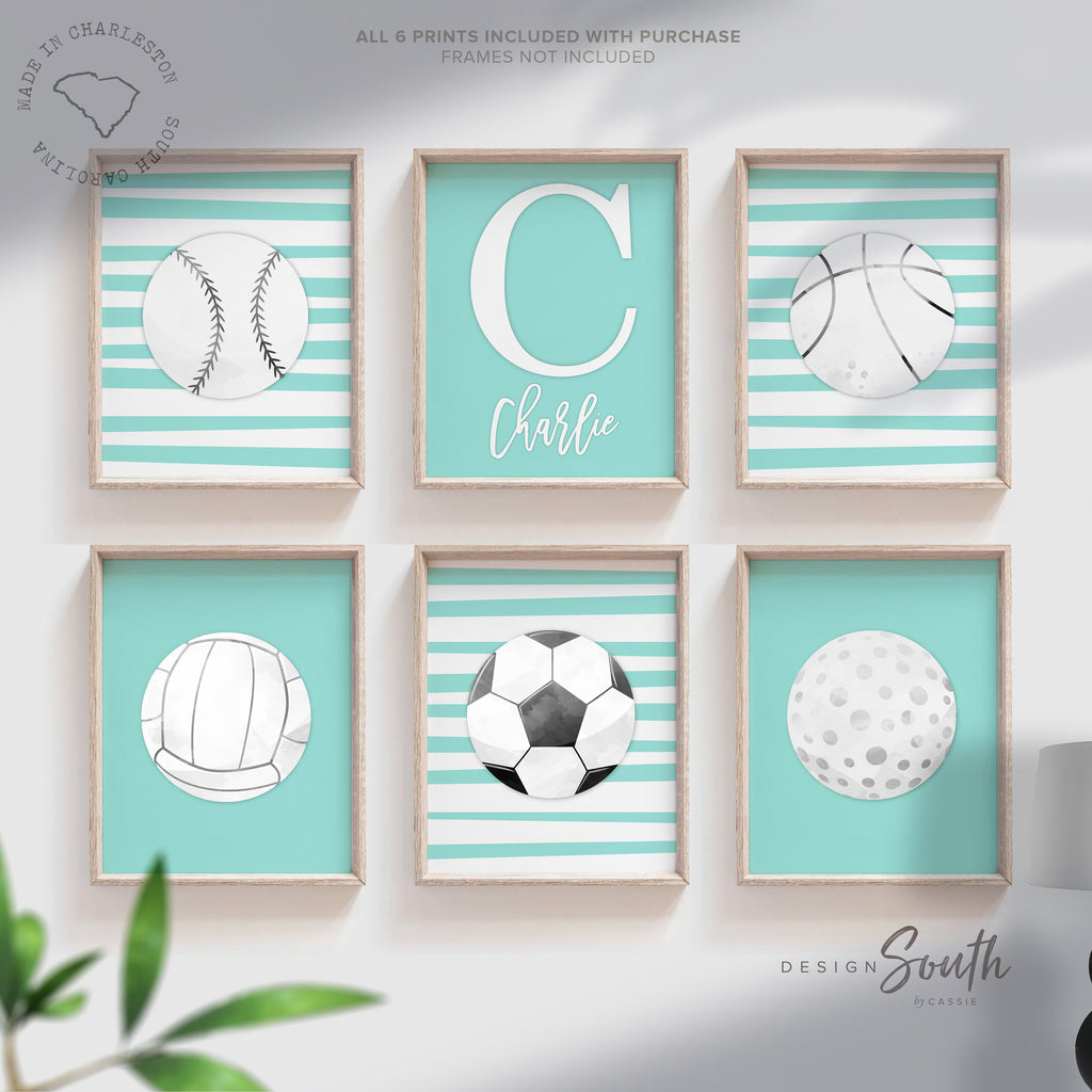 Pink sports art, little girl room sports themed, girly sports art, toddler girl athletic art, baby girl sports nursery pink gray wall art