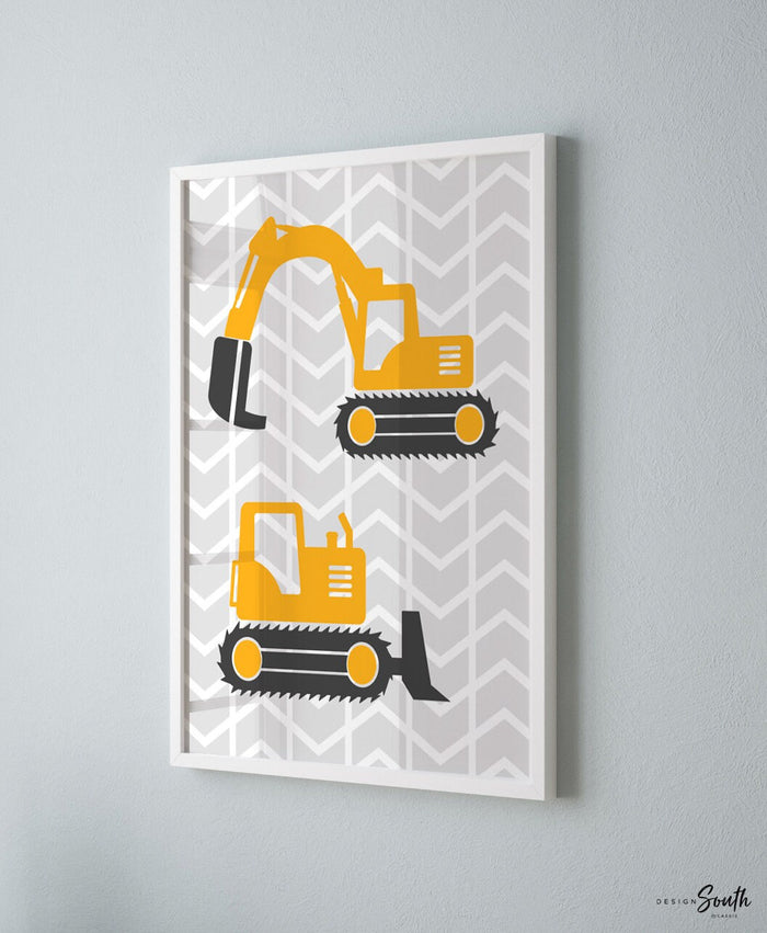 Tractors trucks & toys theres nothing quite like little boys, remember you are braver, digger art print, construction trucks room wall decor