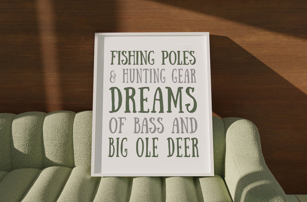 Deer bass kids decor, eight point buck deer nursery decor, bass fishing nursery decor, boys wall art hunting quote, boys bedroom deer fish