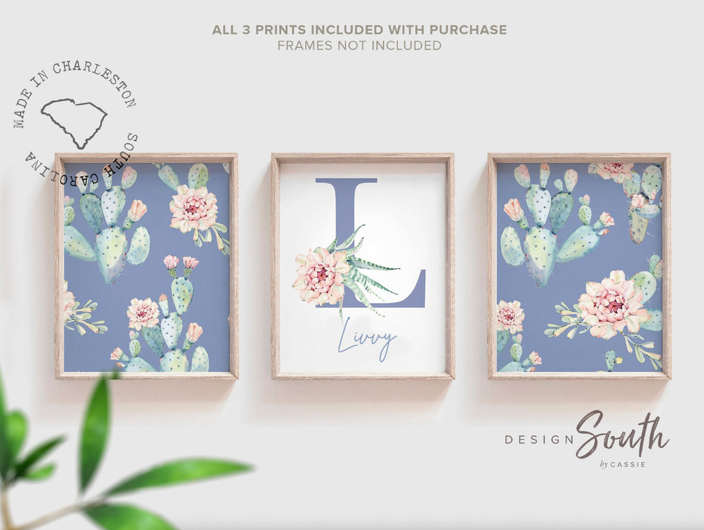 Nursery cactus theme, cactus nursery decor, boho nursery decor, boho baby shower gift for girl, boho kid bedroom, elegant cactus nursery art