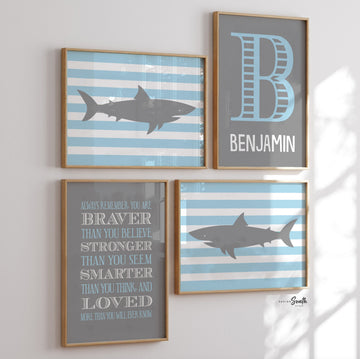 Boys shark art, boys shark decor, boys baby blue shark art, boys blue shark nursery, blue shark nursery, shark nursery, shark nursery art