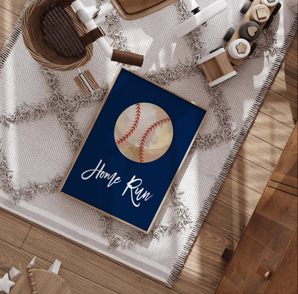 Sports room decor for boys, basketball football baseball prints boys room, nursery decor boys wall art navy blue sports balls, playroom idea