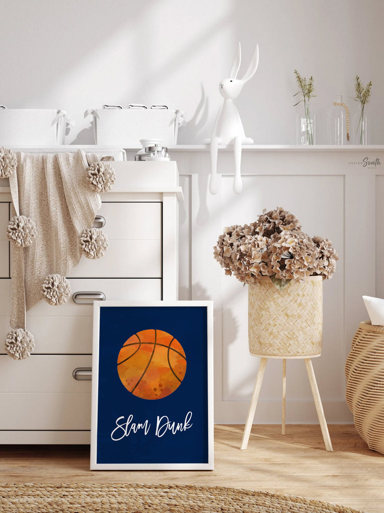 Sports room decor for boys, basketball football baseball prints boys room, nursery decor boys wall art navy blue sports balls, playroom idea