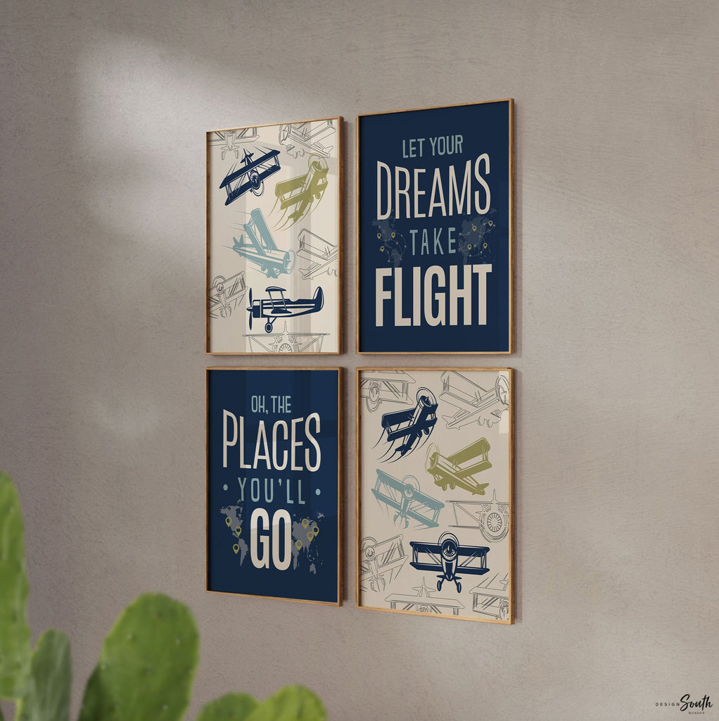 Vintage airplanes, aviation, airplane boy bedroom, airplane nursery decor, let your dreams take flight, oh the places youll go, boys planes