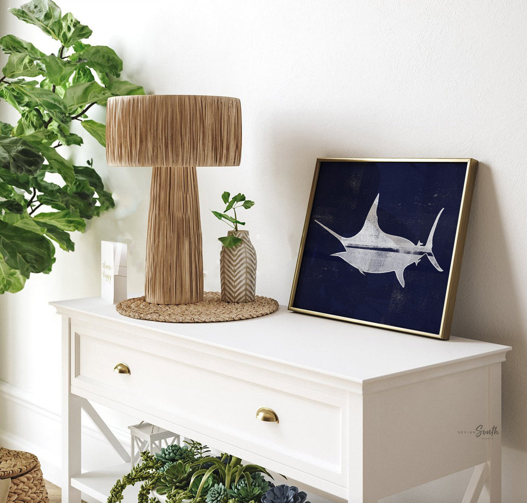 Fish navy blue gray, offshore fishing art, boys saltwater fish art, marlin nursery, boys fishing theme, fish nursery art, marlin fish decor