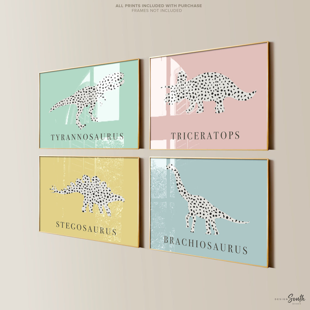 Girl baby shower dinosaur theme gift, modern pastel nursery girl dinosaurs, baby room wall nursery art kid prints dinosaurs, girl dinosaurs