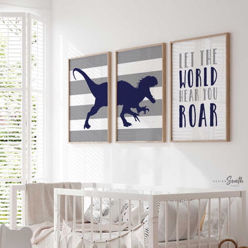 Let the world hear you roar, t-rex roar dinosaur art boys, kids art t-rex dinosaur theme, dinosaur decor boy bedroom, dinosaur quote print