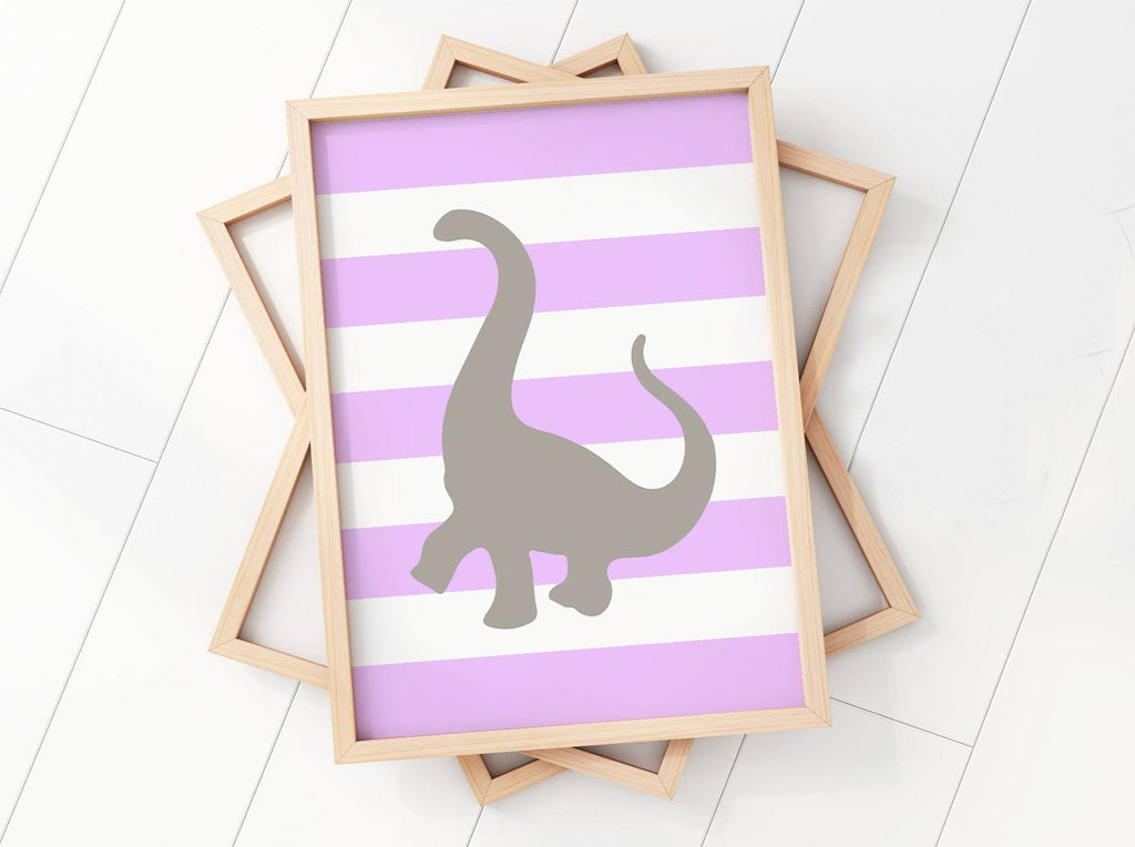 Purple gray girls dinosaur nursery art, girl dinosaur art, baby girl dinosaurs, girl dinosaur wall art, girls bedroom dinosaurs purple decor