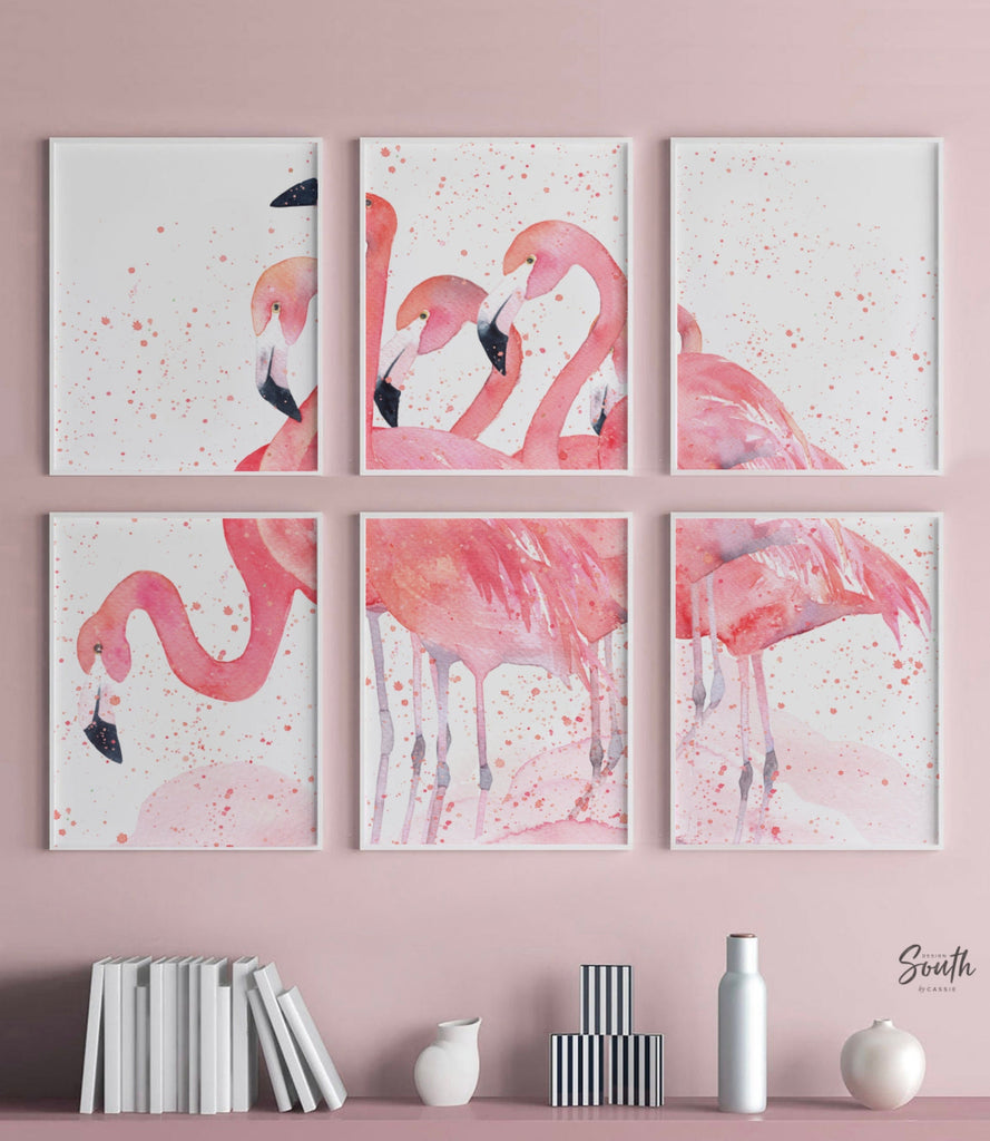 Pink flamingo wall art, little girl room art pink flamingos, pink flamingo nursery wall ideas, pink flamingo decor, wall art for girls room
