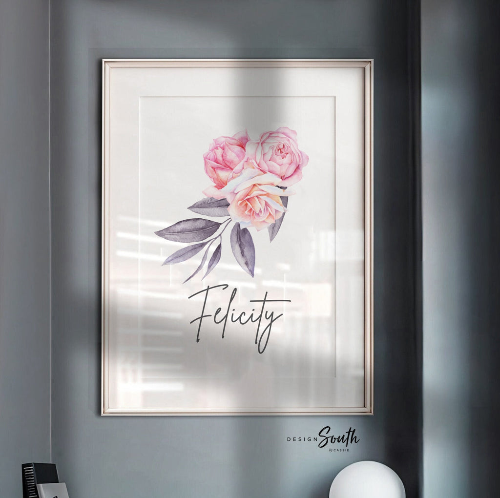 Elegant nursery ideas, pink floral bedroom, modern elegant chic pink baby nursery decor, floral personalized name art, nursery room french