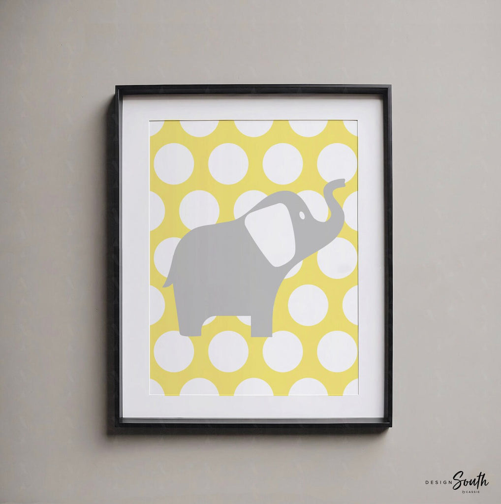 Unisex nursery decor, elephant nursery, yellow and gray nursery decor, gender neutral nursery decor, yellow elephants, you are my sunshine