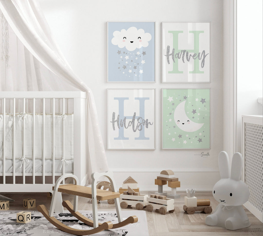 Blue gray boy twin wall art, brothers nursery art, twin baby art, art for twins, wall decor siblings brothers, twin name nursery boy room