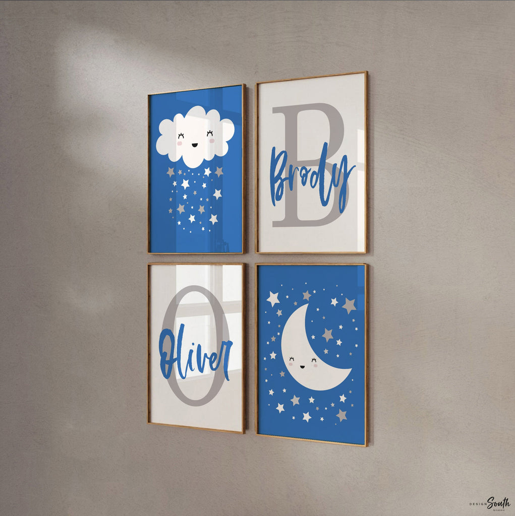 Twin boys nursery wall art, boy twins decor, blue twin nursery wall art, twin bedroom art, shared bedroom, boys monograms, brother wall art