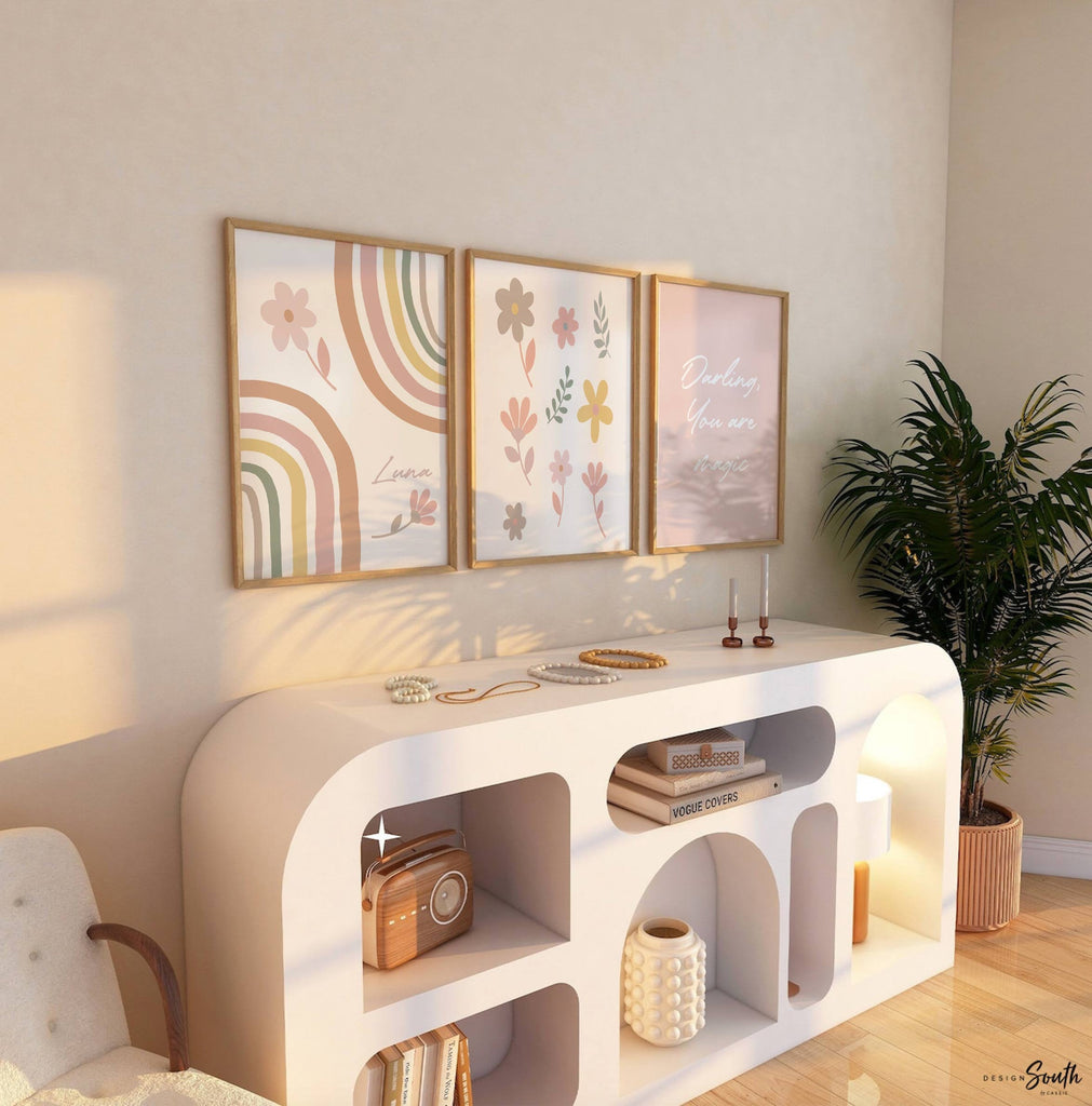 Motivational quote art for girl, nursery art, girl pastel floral decor, girl nursery prints, soft pink nursery decor, girl room wall art set