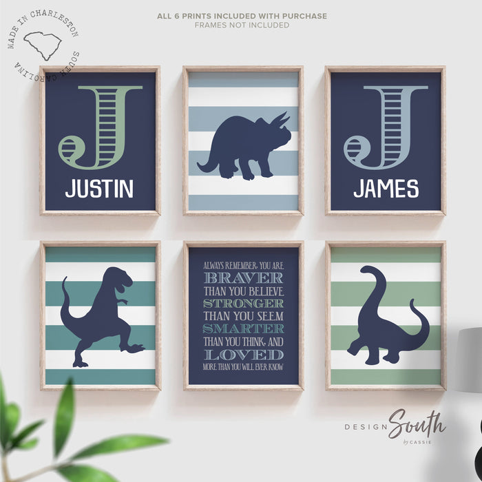 Dinosaur twin boys nursery or bedroom decor, navy blue orange green boys shared room, wall art twin boys dinosaur theme, brothers room wall