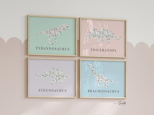 Girls bedroom dinosaur theme, girl wall art prints dinosaurs, baby girl nursery dinosaurs, gift for girl dinosaur, baby shower gift dinosaur