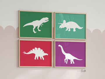 Little girl room dinosaurs, girl dinosaur art, purple and green dinosaurs, decor toddler wall girl prints dinosaurs, girl art print dinosaur