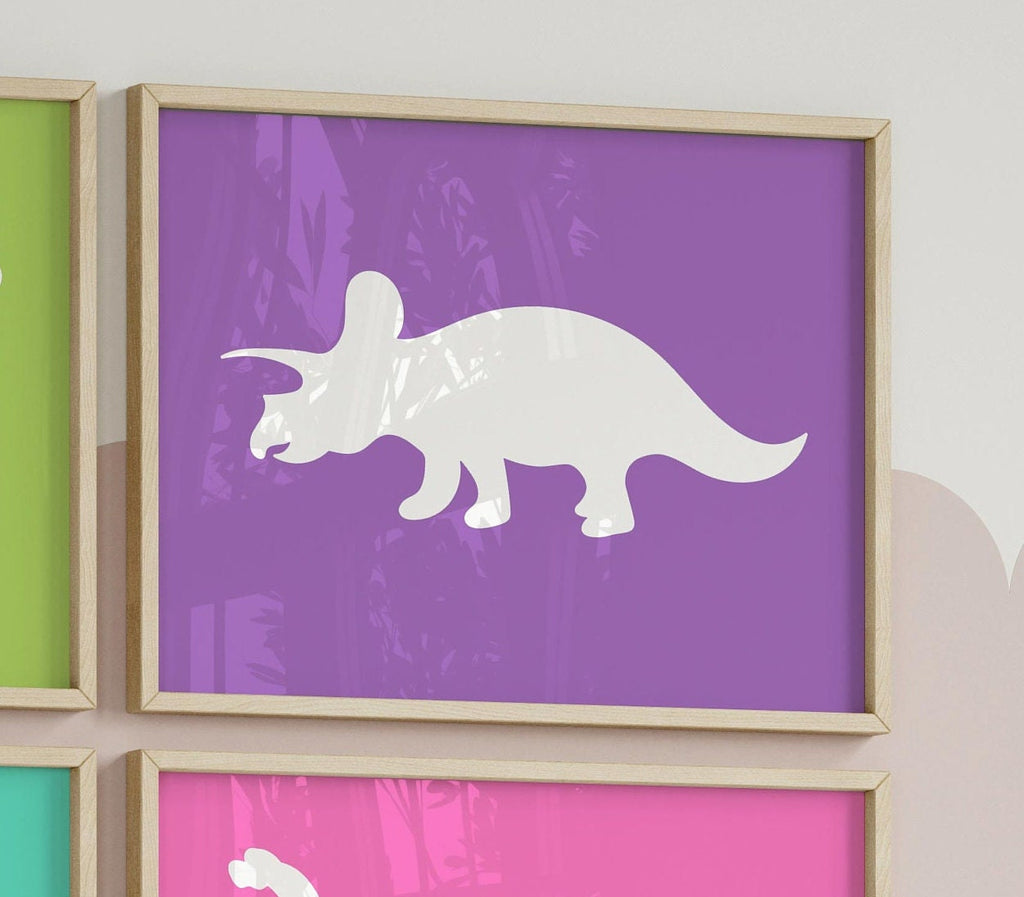 Little girl room dinosaurs, girl dinosaur art, purple and green dinosaurs, decor toddler wall girl prints dinosaurs, girl art print dinosaur