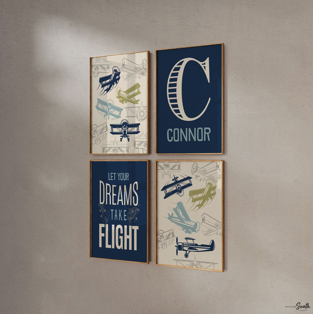 Travel aviation theme, kid airplane art, airplane boy gift, aviation theme, boys airplane wall art prints, airplane nursery art, blue green