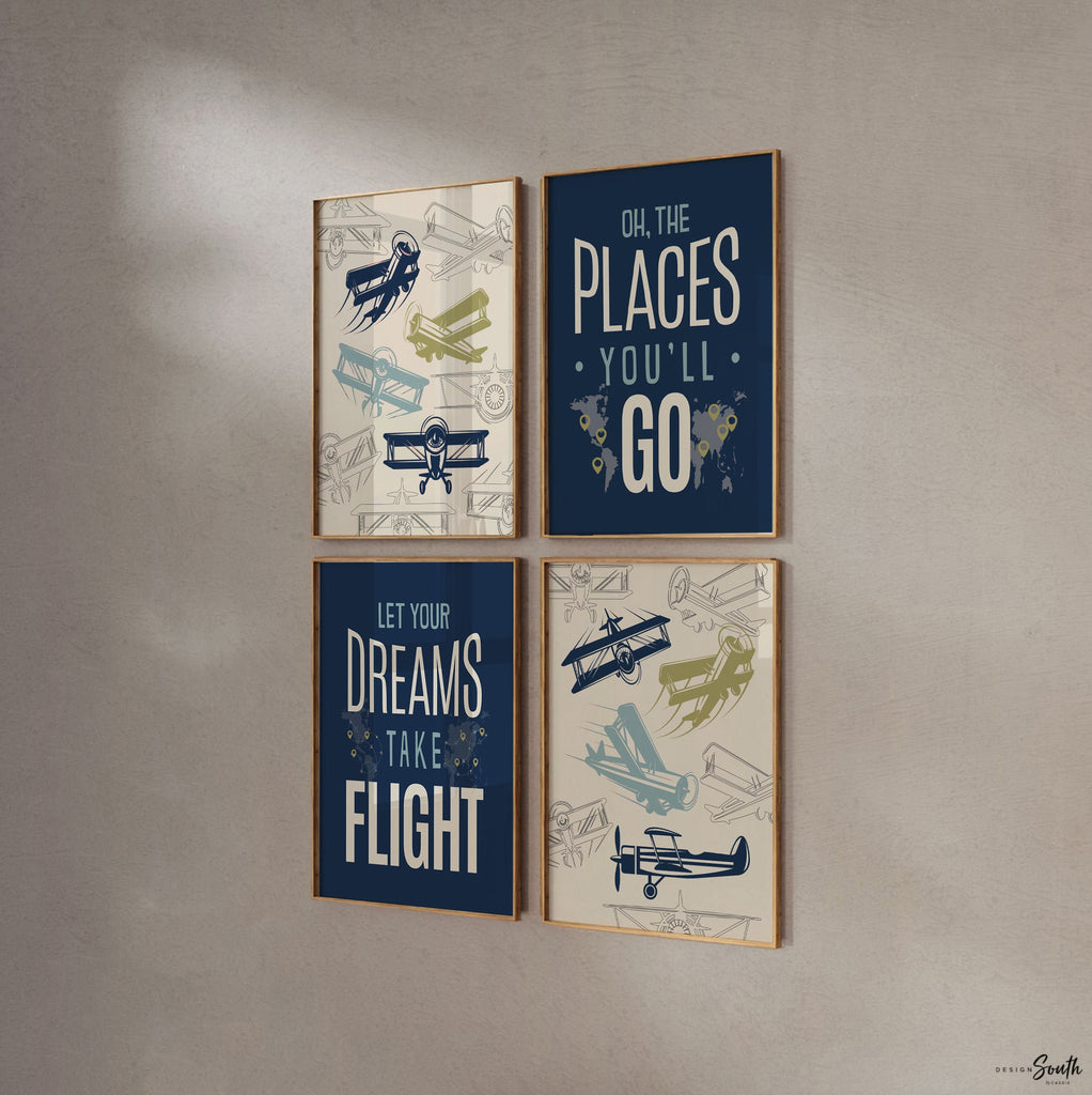 Vintage airplanes, aviation, airplane boy bedroom, airplane nursery decor, let your dreams take flight, oh the places you&#39;ll go, boys planes