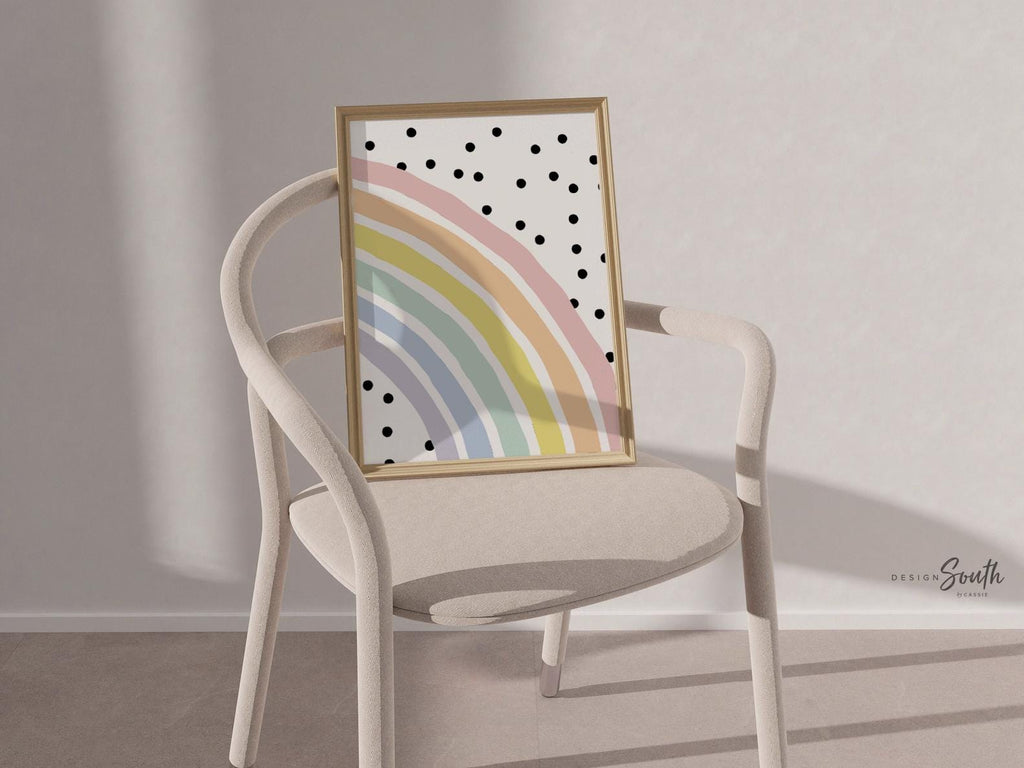 Nursery wall decor, monogram print for girls, pastel baby name art, prints for girl bedroom, playroom print set rainbow, girl&#39;s monogram art