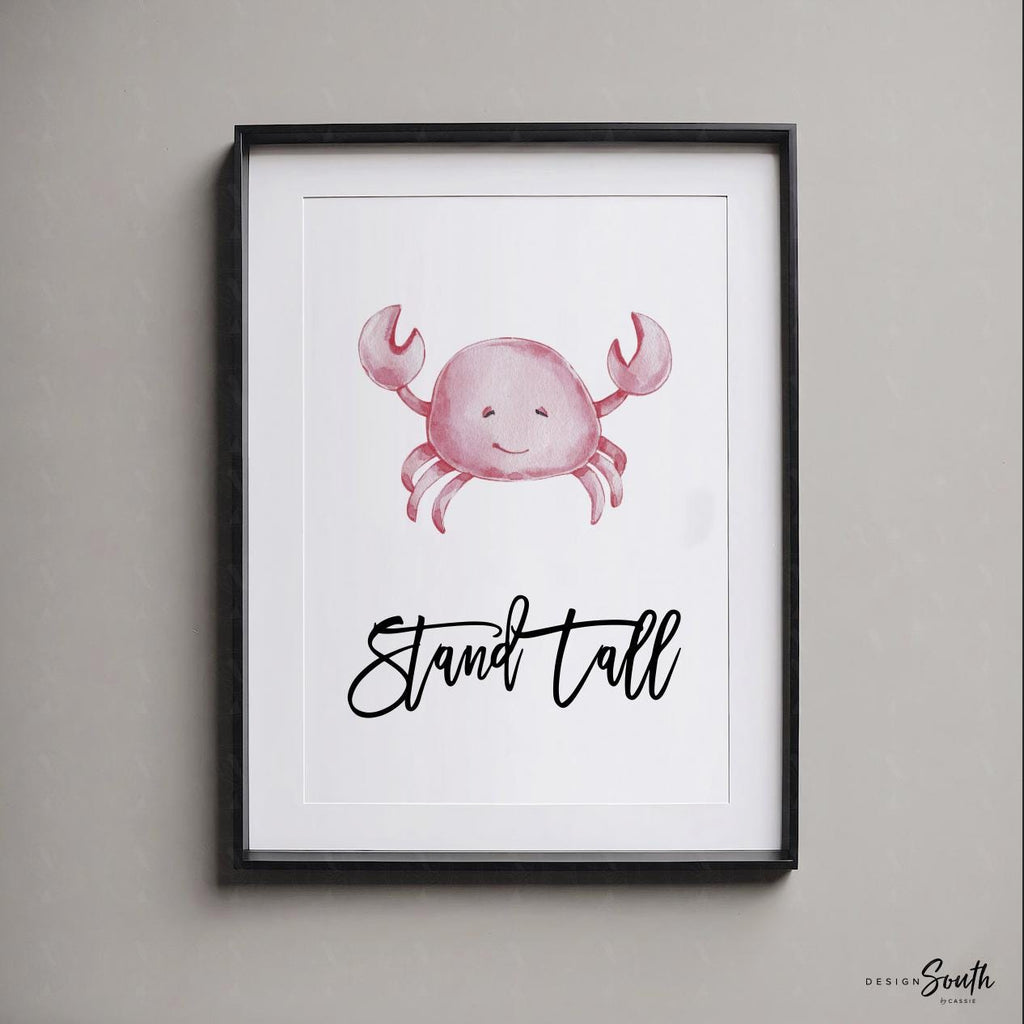 Cute sea animals collection, ocean themed kids room art, nautical themed kids room decor, crab seahorse sea turtle stingray seashell octopus