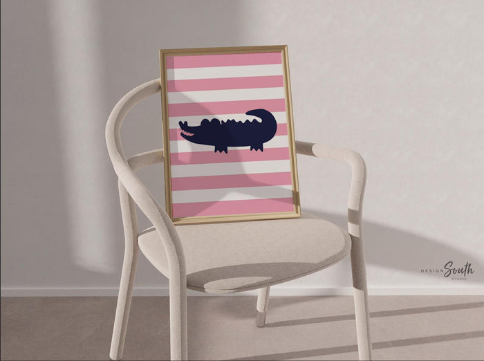 Bathroom decor, alligator bathroom decor, children's bathroom decor, boy girl bathroom, pink, navy blue, green, wash, brush, floss, flush
