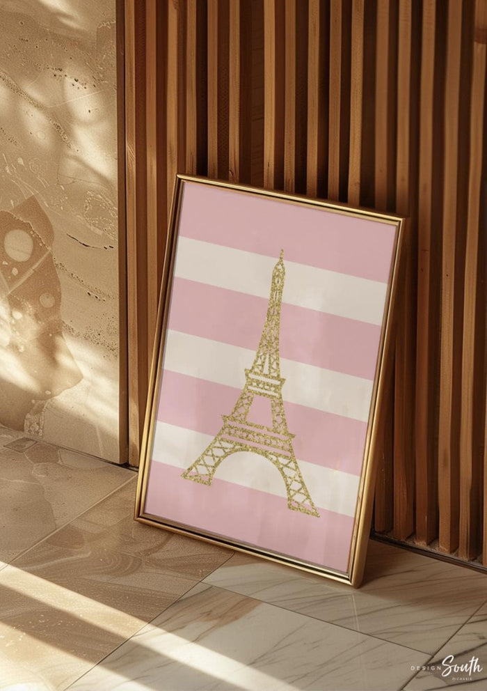 Pink paris girl prints, pink gold paris room art, pink gold eiffel tower, girl's personalized name sparkly paris themed, art print set paris