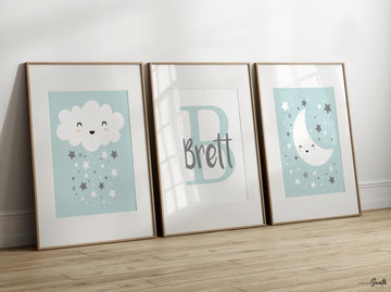 Gender neutral nursery, unisex nursery, aqua gray white, unisex nursery baby name, modern nursery, baby art, nursery art, nursery decor gray