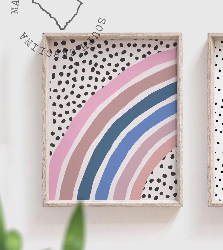 Pink and blue girl bedroom name art, personalized name initial rainbow, gift for little girl, girl birthday gift, pink rainbow bedroom child