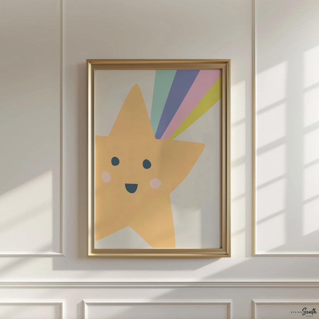 Bright pastel gender neutral nursery art, raincloud nursery art, pastel unisex nursery decor, modern trendy gender neutral nursery wall art