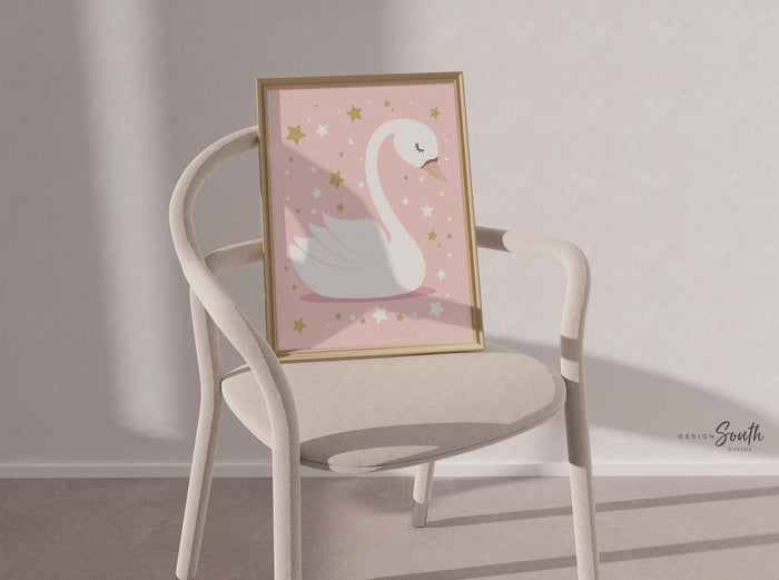 Pink gold nursery, blush nursery wall art, pink nursery prints, pink and gold, being yourself is the prettiest, be yourself, pink swan decor