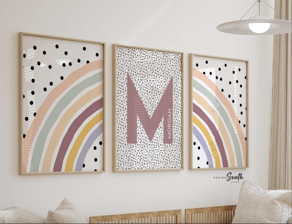 Boho rainbow, desert abstract rainbow, muted boho rainbow, bohemian rainbow party gift, nursery wall art personalized name gender neutral