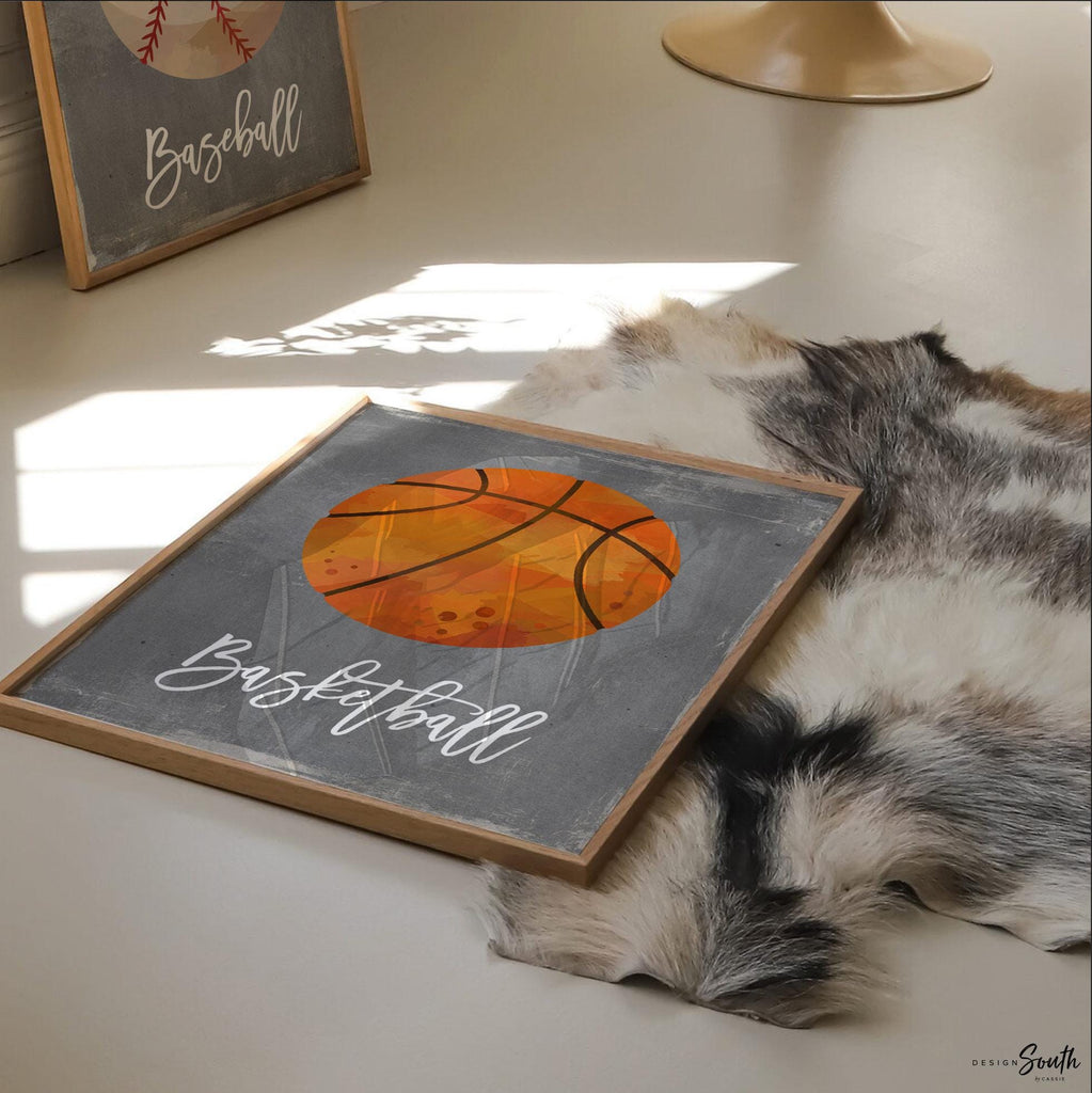 Sports boys room baseball football soccer hockey basketball golf, toddler sports room decor, wall art boys prints neutral gray industrial